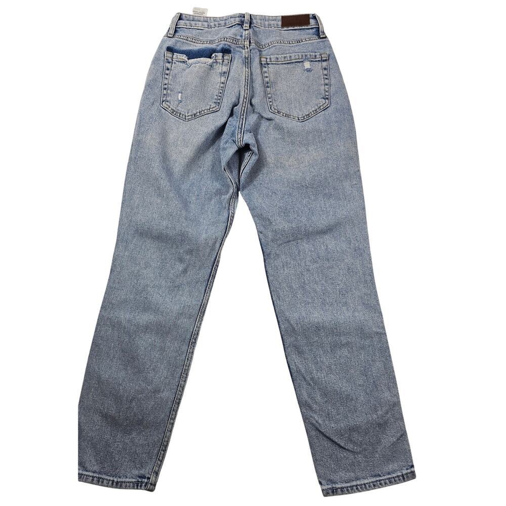 Hollister sz 1 25x27 distressed light cropped blue curvy high rise mom jeans EUC
